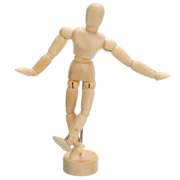 Figura de maniquí de madera Uxcell de 4.5", modelo de maniquí para dibujo de artista, flexible y móvil