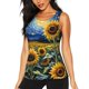 thumbnail image 1 of Fotbe Starry Sky Sunflower Blusas Sin Mangas para Mujer – Estilo Casual, Corte Suelto, Slim-Fit, Cuello Redondo Deportivo, Tops de Verano para Gimnasio y Yoga-Medium, 1 of 7