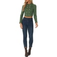 thumbnail image 2 of INSPIRE CHIC Veste Courte en Faux Suède pour Femme à Double Boutonnage, Col Montant, Fermeture Éclair, Manches Longues, Manteau, L Vert, 2 of 6