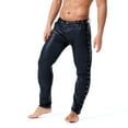 thumbnail image 4 of CENL Mens Faux PU Leather Skinny Slim Fit Straight Leg Trousers Leggings Biker Pants, 4 of 9