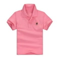 thumbnail image 2 of HAOTAGS Toddler Boys Polo Shirts for School Casual Short Sleeve Lapel Shirts Soft Cotton Tops for Kids Pink Size 3 Years, 2 of 3