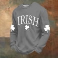 thumbnail image 2 of Jinhomg Men Waffle Workout Top Shirt for Men Long Sleeve Shamrock Graphic Sweatshirt Irish Crewneck Atheletic Gym Shirts Gray,S, 2 of 4