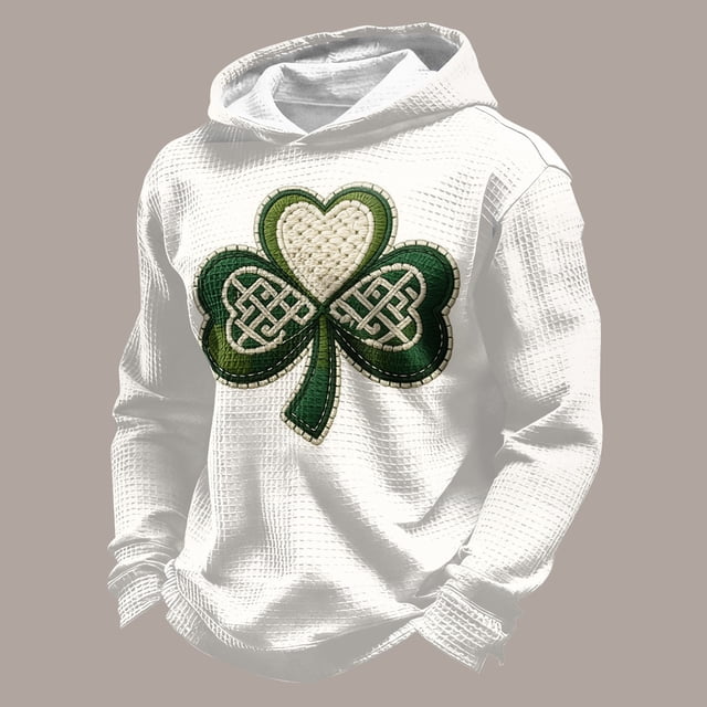 Ceisia Men's Loose Hooded Long Sleeve Waffle Knit Casual Top Green XXXXL Gifts