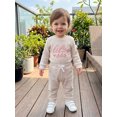thumbnail image 5 of Cjfdfy Newborn Baby Girl Little Sister Outfit Infant Baby Girls Spring Fall Winter Clothes 0 3 6 12 18 Months Lil Sis Letters Embroidery Waffled Long Sleeve Romper with Elastic Waist Long Pants Set, 5 of 9