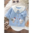 thumbnail image 3 of Baby Toddler Girl Sweater Cardigan 6 9 12 18 24 Months 2T 3T Rooster Embroidery Doll Collar Long Sleeve Button Down Tops for Fall Winter, 3 of 9