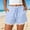 Blue women elastic waist shorts a1, variant on Cagogo Women Elastic Waist Tie Dye Shorts Striped Casual Summer Vacation Beach Lounge Plus Size Relaxed Drawstring Trousers Travel Beachwear, Black M