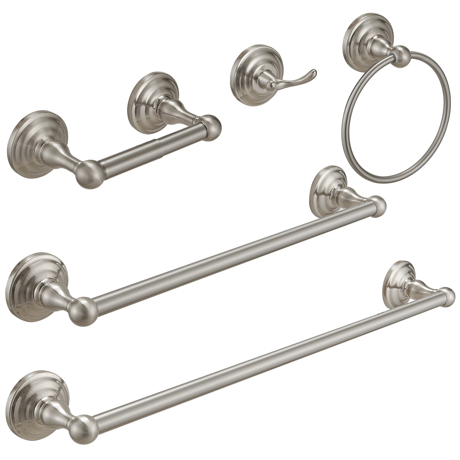 5-Piece Bath Hardware with Towel Bar Towel Hook Toilet Paper Holder and ...