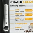 thumbnail image 3 of Hwawhin Rechargeable Milk Frother, Coffee Frother Mixer, 3-Speed Electric Handheld Milk Frother, Drink Mixer with Stainless 3 Whisks, Foam Maker for Coffee, Cream, Hot Chocolate,Latte, Matcha,(Black), 3 of 9