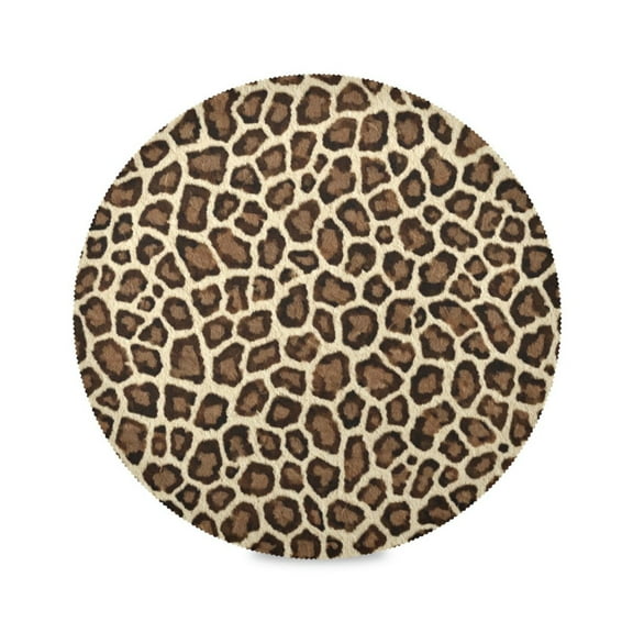 IAUYY Set of 1 Round Placemats for Dining Tables Heat-Resistant and Wear-Resistant DIY Printing Design Table Placemats，Applicable for Christmas Leopard Pattern