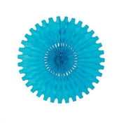 Club Pack of 12 Turquoise Tissue Fan Hanging Decorations 25"