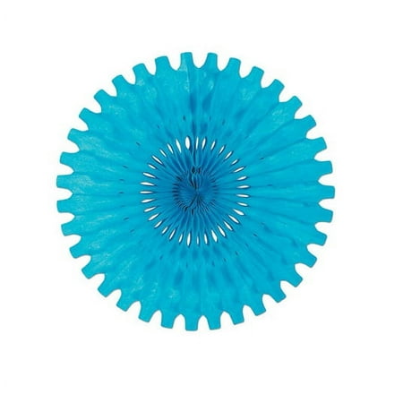 Club Pack of 12 Turquoise Tissue Fan Hanging Decorations 25"