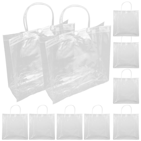 10 Uds. Bolsas de regalo de flores transparentes, bolsas de mano para embalaje de regalo, bolsas de compras reutilizables de PVC