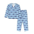 thumbnail image 1 of Balery Cute Shark Conjunto de Pijama con Estampado para Mujer, Conjunto de Dos Piezas con Manga Larga, Ropa de Dormir Suave con Bolsillos, Pijamas Cómodos-Large, 1 of 7