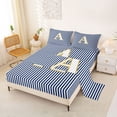 thumbnail image 2 of Erosebridal Kids Cartoon Monogrammed A Full Size Sheets, Navy Stripes Ombre Bed Sheets, 4-Piece, 2 of 5