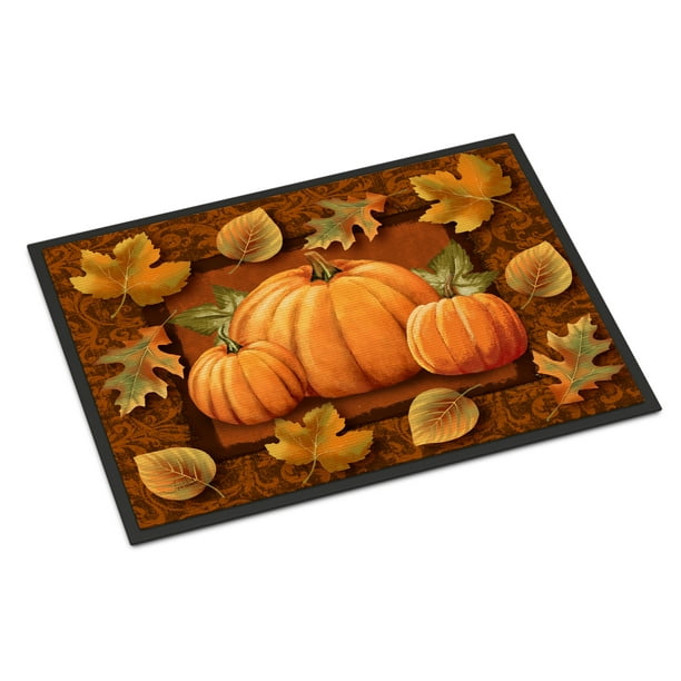 Pumpkins and Fall Leaves Door Mat