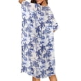 thumbnail image 4 of Xoenoiee Toile De Jouy Palm Tree Print Kimono Swimsuit Cover ups for Women Open Front Cardigan Bikini Coverups Half Sleeve Beach Cover Up Summer Swimwear Coverup, 4 of 7