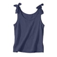 thumbnail image 4 of Comdrip Crop Cotton Linen Tank Tops for Women Bowknot Ruched Crew Neck 2026 Summer Casual Sleeveless Fitted Loose Fit Navy 2Xl, 4 of 9