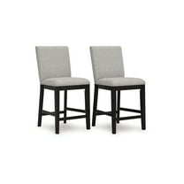 Signature Design by Ashley Neymorton Upholstered Counter Height Barstool in Dark Grayish Brown, Set of 2