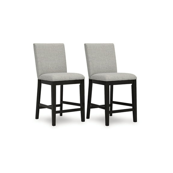 Signature Design by Ashley Neymorton Upholstered Counter Height Barstool in Dark Grayish Brown, Set of 2