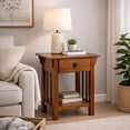 thumbnail image 4 of Leick Home 8222 Mission Impeccable End Table with Drawer, Made with Solid Wood, Side Table for Living Room, Bedroom, Medium Oak Finish Nightstand Table, 4 of 11