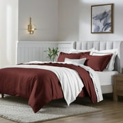 Superior 650 Thread Count Egyptian Cotton Duvet Cover Set, Burgundy, King/ Cal King