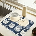 thumbnail image 2 of Yayeee Dish Drying Mat for Kitchen Counter 16" x 18" Microfiber Super Absorbent Coffee Decorative Pad, Blue Cats and Hearts, 2 of 9