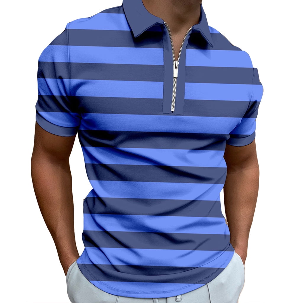 Plaid/Stripe Polo Shirts for Men- Men's 