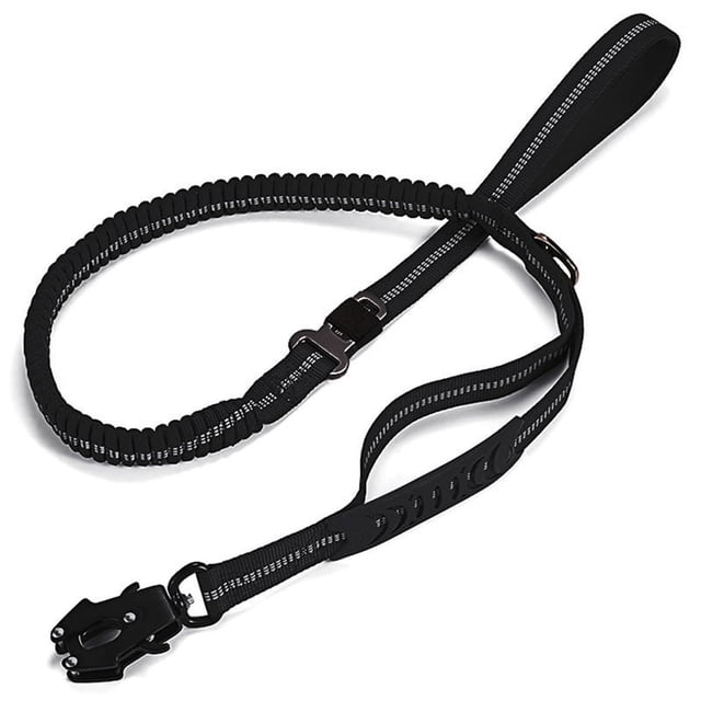 Correa Elástica Táctica Resistente para Perros, Correa Antitirones, Correa Reflectante con Absorción de Impactos, Correa para Perros Grandes, Color Negro