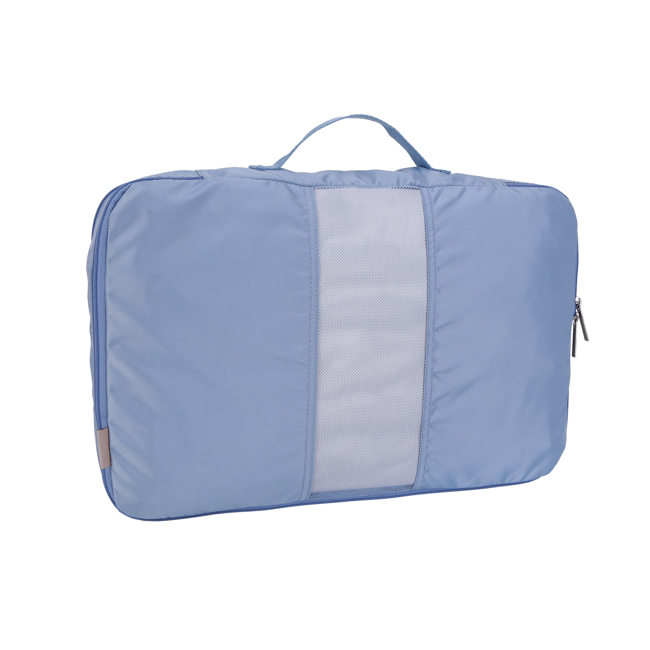 btL Brand 4 Piece Nylon Mesh Front Zippered Expandable Compression Packing Cubes, Blue Shadow