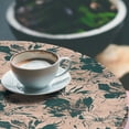 thumbnail image 3 of Ambesonne Floral Silhouettes Fitted Round Tablecloth, Forest Flowers, 45"- 56" Diameter, Hunter Green Pale Salmon, 3 of 5