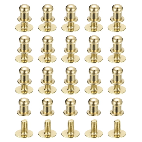 5mm Ball Head Stud Rivets Screw Back, 20Pack Round Head Button Nipple Rivet, Light Golden
