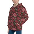 thumbnail image 2 of Fotbe Rose Flowers Pattern Youth Pullover Hooded Sweatshirt, Boys Hoodie, Kangaroo Pocket Hoodie for Kids Girls -Small, 2 of 6