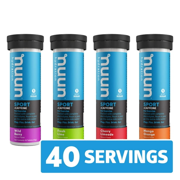 Nuun Sport + Caffeine Electrolyte Drink Tablets, Mixed Flavors 4Pack