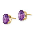 thumbnail image 2 of Real 14kt Yellow Gold 10x8mm Oval Amethyst Earrings; for Adults and Teens; for Women and Men, 2 of 3