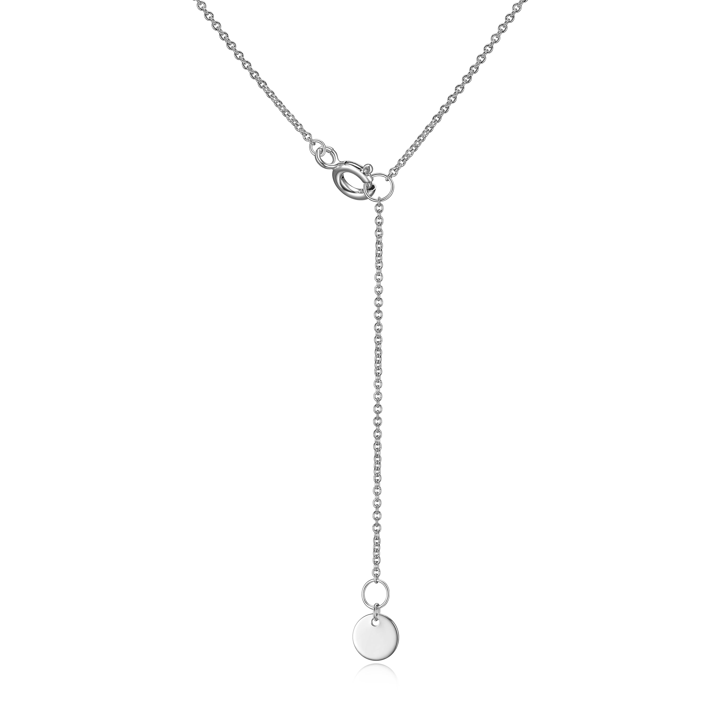 Forever Facets Jewelry Platinum Over Sterling Silver Created Ruby and Lab Grown Diamond Accent Two Stone Necklace, 18 Inch Fine Cable Chain with 2 Inch Extender (H-I Color, I1 Clarity)