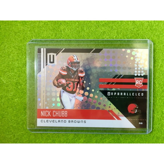 NICK CHUBB ROOKIE CARD BROWNS JERSEY #31 PRIZM RC 2018 Panini Unparalleled #216