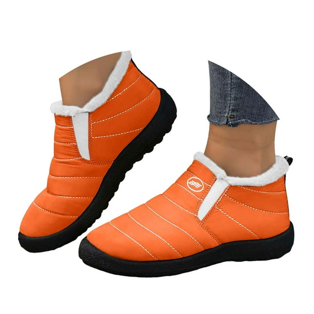 Leozcaa Bottes d'Hiver pour Femmes avec Doublure Chaude Confortable, Bottillons à la Cheville pour l'Extérieur, à Enfiler, Imperméables, Bottes Courtes