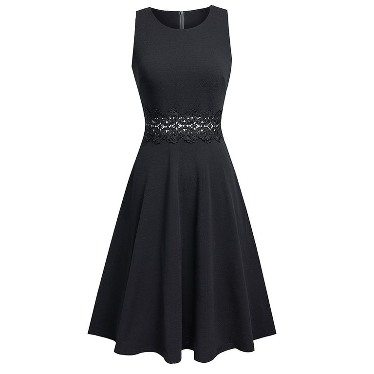HOMEYEE Women's Sleeveless Cocktail A-Line Embroidery Party Summer Wedding  Guest Dress A185 (Black,4) - Walmart.com