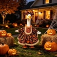 thumbnail image 3 of Halloween Porch Goose Outfit Wavy Pumpkin Print Dress with Bow and Lace Trim for Large Goose Festive Decoration, 3 of 5