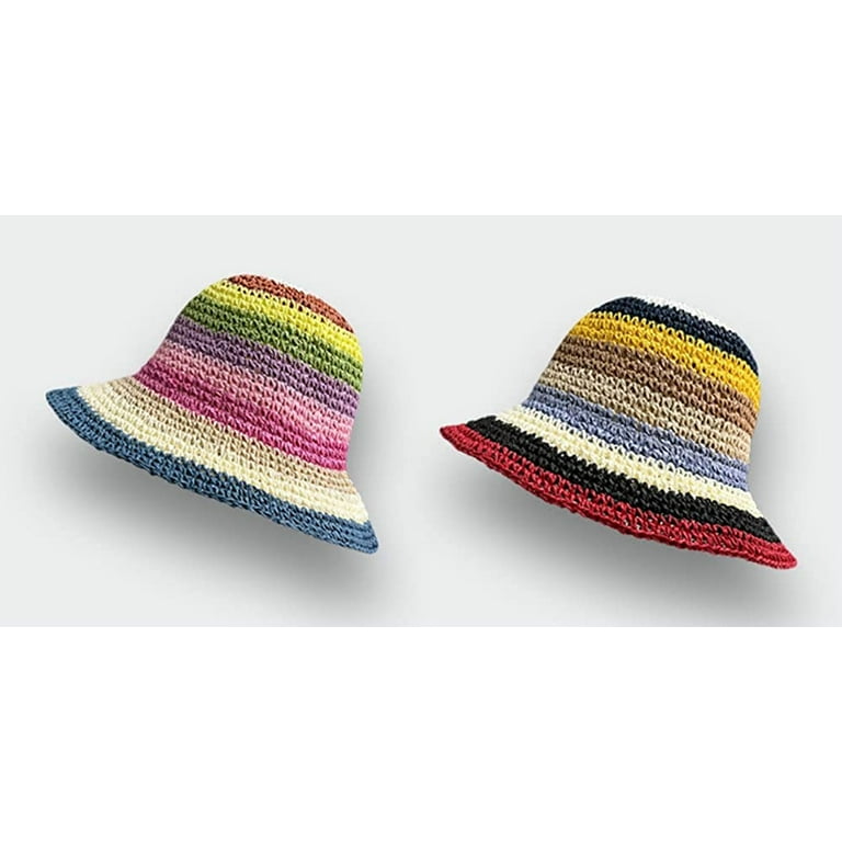 CoCopeaunts Women Sun Hat Wide Brim Fishing Hat for Women Cute Handmade  Woven Straw Hat Foldable Bucket Hat UV Protection Beach Hat 