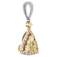 thumbnail image 2 of 14K Tri Color Gold Natural Yellow Diamond Triangle Pendant Halo Necklace 0.75 CT, 2 of 5