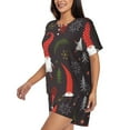 thumbnail image 2 of Naloa Cute Christmas Gnomes Women's Short-Sleeved Pajama Set, Loungewear, Summer pajamas, Breathable Cozy - XX-Large, 2 of 9