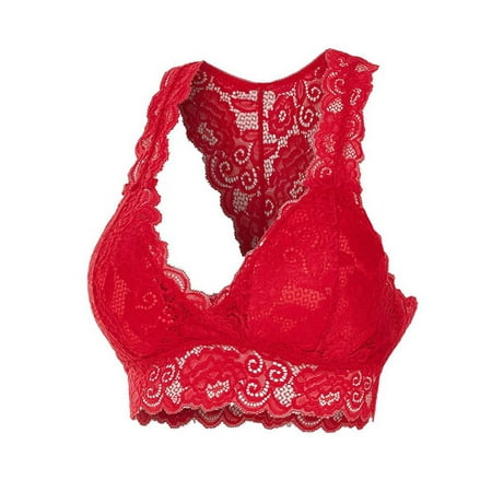 

FASHIONWT Women Erotic Lingerie Wire-Free Pajama Top Lace Bralette Bra