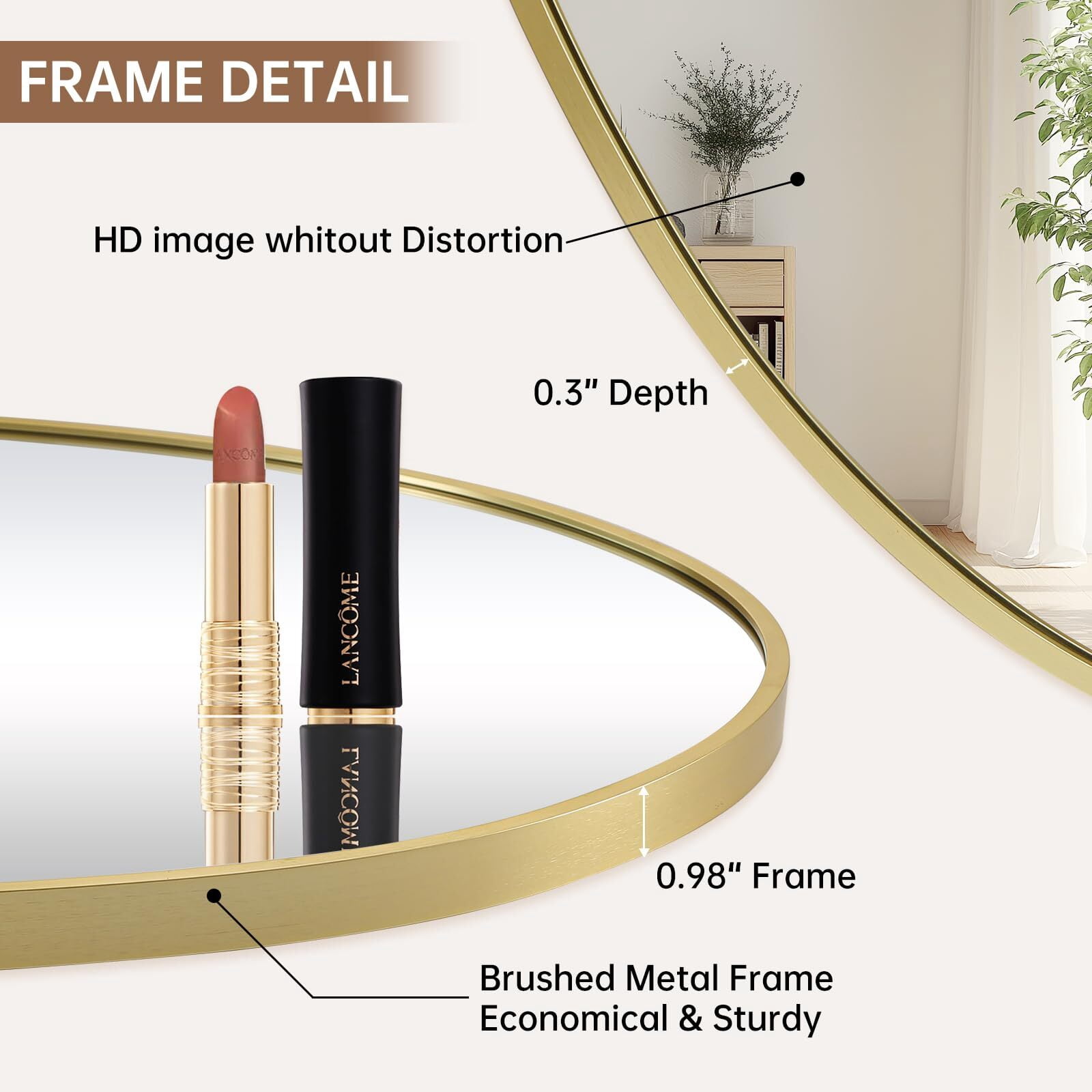 Gleamira 32"x 24" Oval Wall Vanity Mirror Bathroom Mirror with Aluminum Alloy Frame, Gold