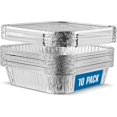 thumbnail image 1 of PLASTICPRO 10 Pack 8 Inch Square Aluminum Pans with Lids Disposable Tin Foil Pans Baking Pans Food Storage, 1 of 8