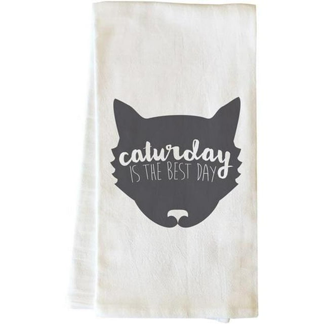 One Bella Casa 82874TW Serviette de Thé du Caturday - Gris