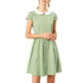 thumbnail image 1 of INSPIRAR CHIC Vestido A-Line de Mujer con Cuello Peter Pan, por encima de la rodilla, con cremallera oculta en la parte posterior, talla XL, color verde, 1 of 7