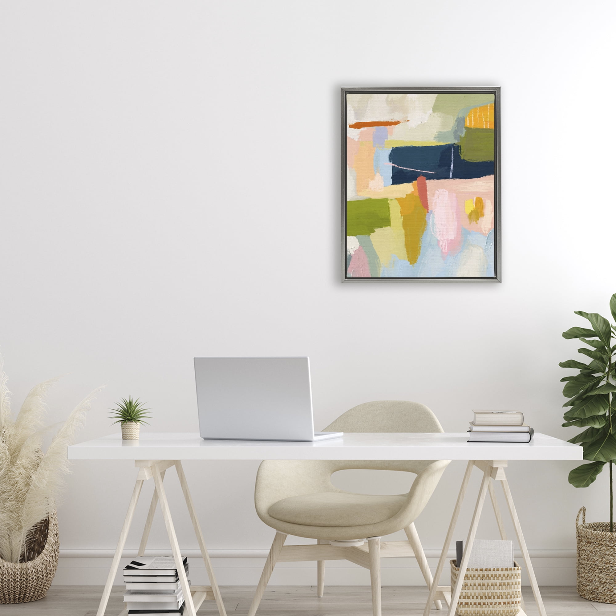 Stupell Industries Pastel Wonder Smattering Gray Framed Floater Canvas Wall Art, design by Lisa Nohren