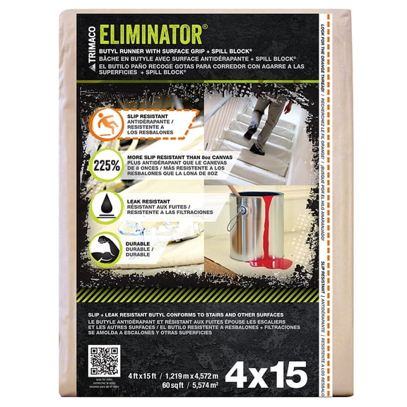 Trimaco 80328 Eliminator 4 W X 15 Ft. L Butyl Coated Drop Cloth