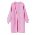 thumbnail image 4 of XEGLSBU Women Sweaters Fall Brown Knit Cardigan Sweater Outerwear Soft Comfortable Open Front Long Sleeve Pocket Coat Fall Winter Fashion Cardigan Sweaters for Women Short Pink Size XL, 4 of 4